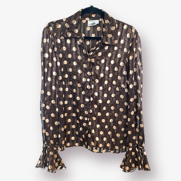 Joseph Ribkoff Polka Dot Sheer Blouse Size 12 - Picture 1 of 5